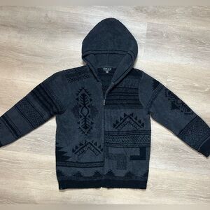 Barefoot Dreams Men's Black Aztec CozyChic Zip Hoodie (retired print)